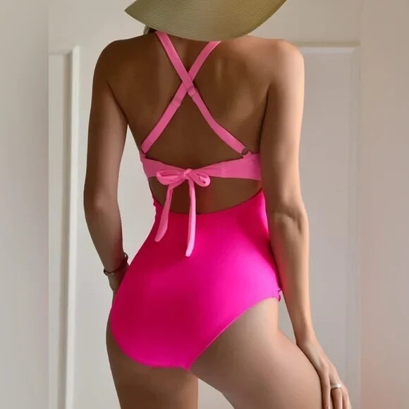 Eomenie Women's One‎ Piece Swimsuit Tummy Control Cutout High Waisted Small - Picture 2 of 9